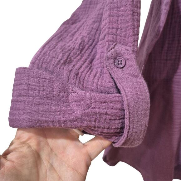 Anne Klein Women's Plum Cotton Gauze Button Down Shirt NEW NWOT - Picture 9 of 14